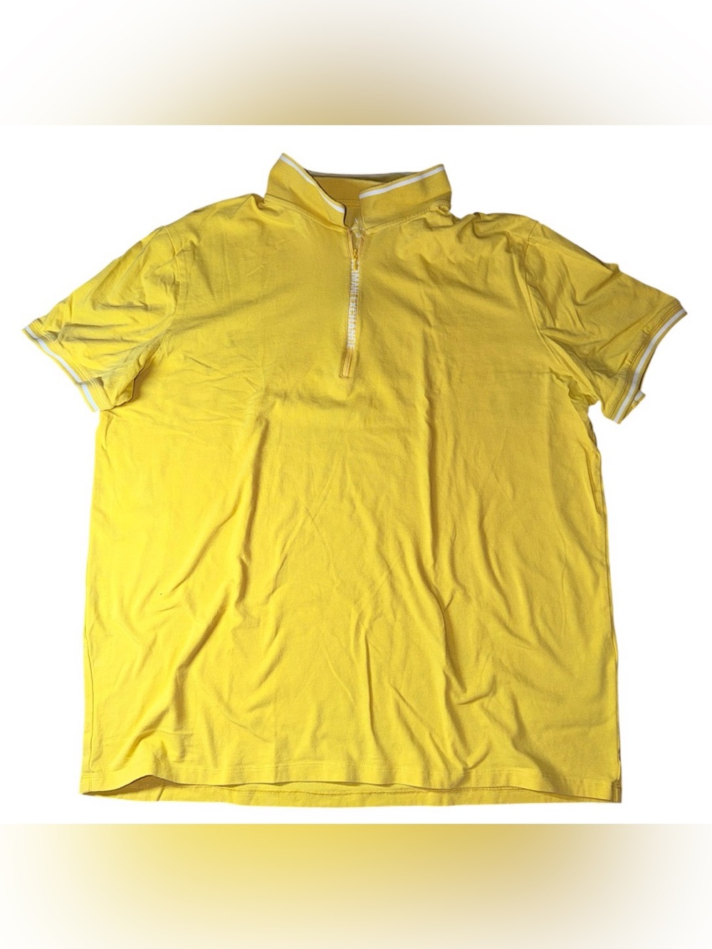 🔥 Armani Exchange Men’s 1/4 Zip Up Yellow Cotton Polo Shirt Sz XXL 🔥